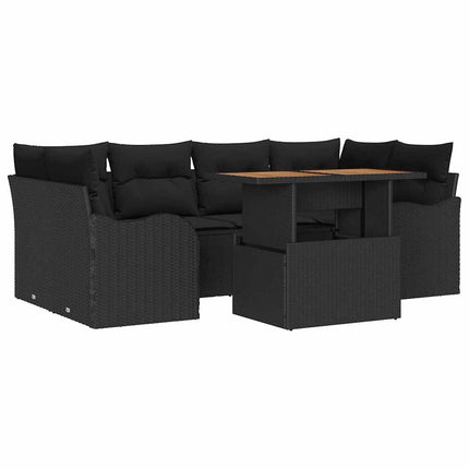 Trädgårdsoffset 7 st Svart Poly rattan