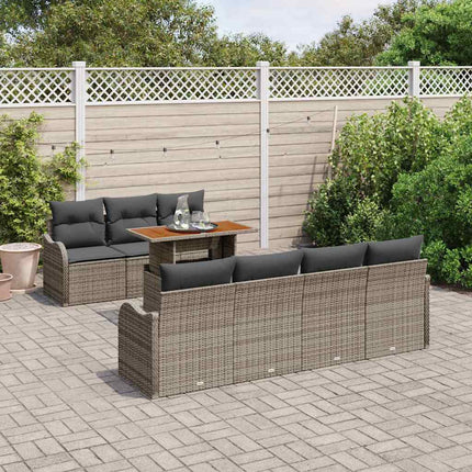 Trädgårdsoffset med lagring 8 pcs Grå Poly rattan