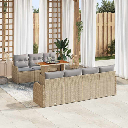 Trädgårdsoffset med lagring 8 pcs Beige Poly rattan