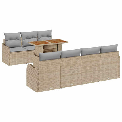 Trädgårdsoffset med lagring 8 pcs Beige Poly rattan