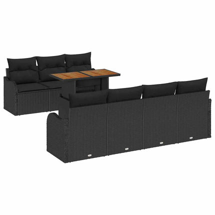 Trädgårdsoffset 8 st Svart Poly rattan