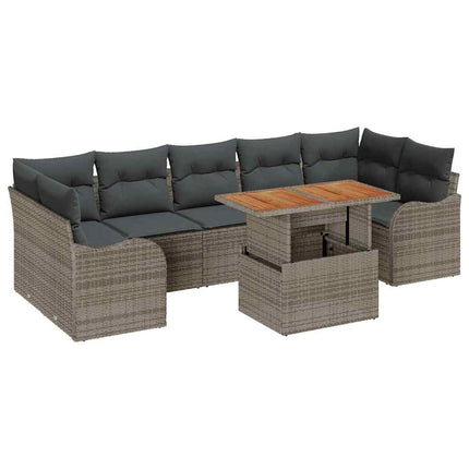 Trädgårdsoffset med lagring 8 pcs Grå Poly rattan