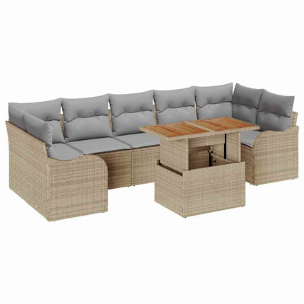 Trädgårdsoffset med lagring 8 pcs Beige Poly rattan