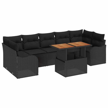 Trädgårdsoffset med lagring 8 pcs Svart Poly rattan