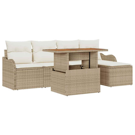 Trädgårdsoffset med lagring 6 pcs Beige Poly rattan