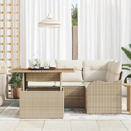 Trädgårdsoffset med lagring 5 pcs Beige Poly rattan