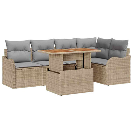 Trädgårdsoffset med lagring 6 pcs Beige Poly rattan
