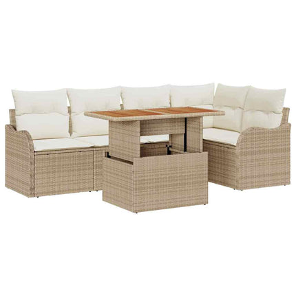 Trädgårdsoffset med lagring 6 pcs Beige Poly rattan