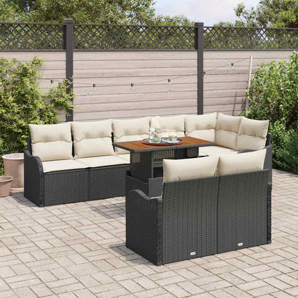 Trädgårdsoffset med lagring 9 pcs Svart Poly rattan