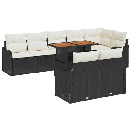 Trädgårdsoffset med lagring 9 pcs Svart Poly rattan