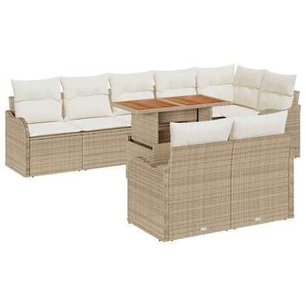 Trädgårdsoffset 9 st Beige Poly rattan