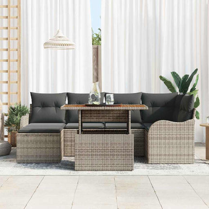 Trädgårdsoffset 7 st Grå Poly rattan
