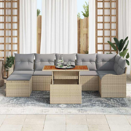 Trädgårdsoffset med lagring 8 pcs Beige Poly rattan