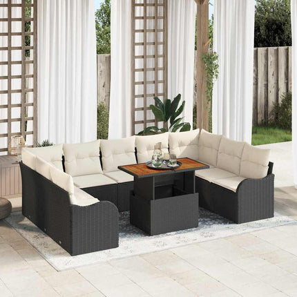 Trädgårdsoffset 10 st Svart Poly rattan