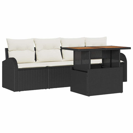 Trädgårdsoffset med lagring 5 pcs Svart Poly rattan