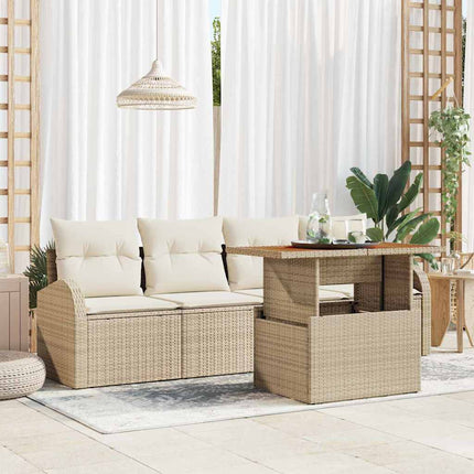 Trädgårdsoffset med lagring 5 pcs Beige Poly rattan