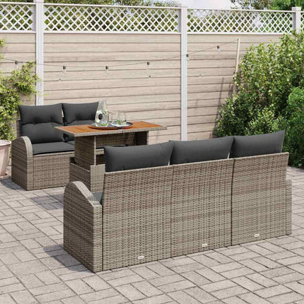 Trädgårdsoffset med lagring 6 pcs Grå Poly rattan