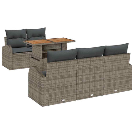 Trädgårdsoffset med lagring 6 pcs Grå Poly rattan