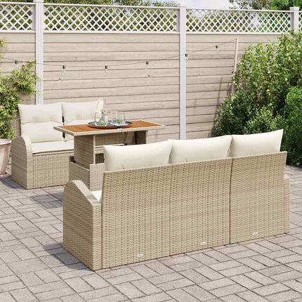 Trädgårdsoffset med lagring 6 pcs Beige Poly rattan