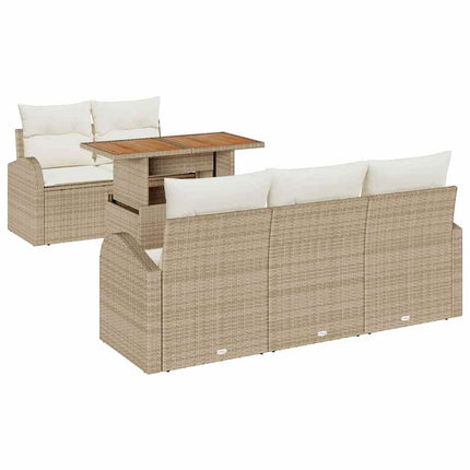 Trädgårdsoffset med lagring 6 pcs Beige Poly rattan