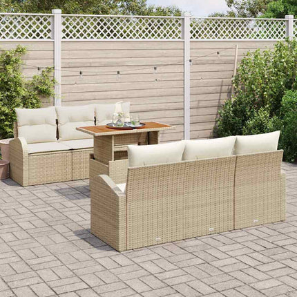 Trädgårdsoffset med lagring 7 pcs Beige Poly rattan