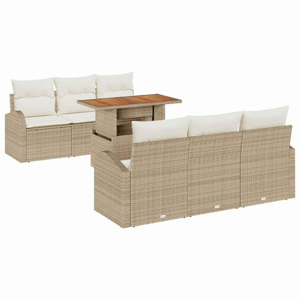 Trädgårdsoffset med lagring 7 pcs Beige Poly rattan
