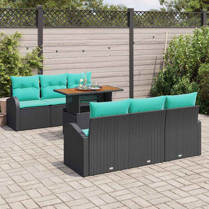 Trädgårdsoffset med lagring 7 pcs Svart Poly rattan