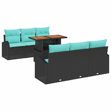 Trädgårdsoffset med lagring 7 pcs Svart Poly rattan