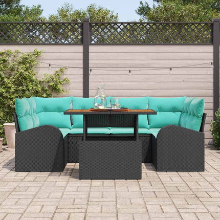 Trädgårdsoffset med lagring 7 pcs Svart Poly rattan