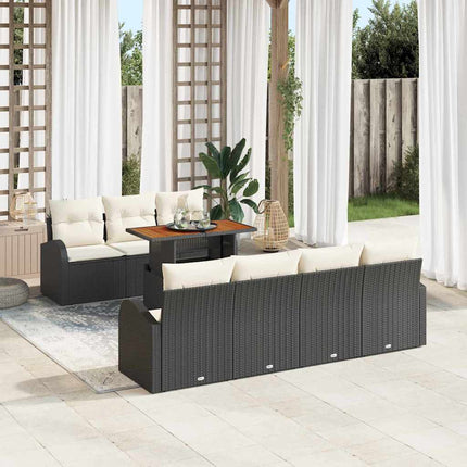 Trädgårdsoffset med lagring 8 pcs Svart Poly rattan