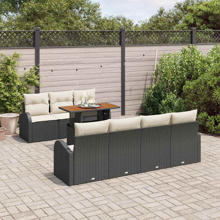 Trädgårdsoffset med lagring 8 pcs Svart Poly rattan