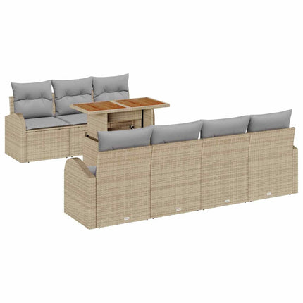 Trädgårdsoffset 8 st Beige Poly rattan