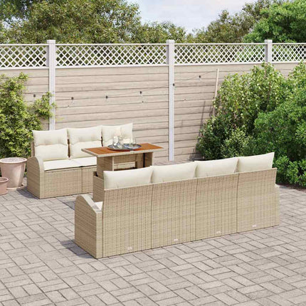 Trädgårdsoffset med lagring 8 pcs Beige Poly rattan