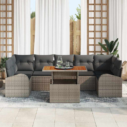 Trädgårdsoffset med lagring 8 pcs Grå Poly rattan