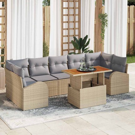 Trädgårdsoffset med lagring 8 pcs Beige Poly rattan