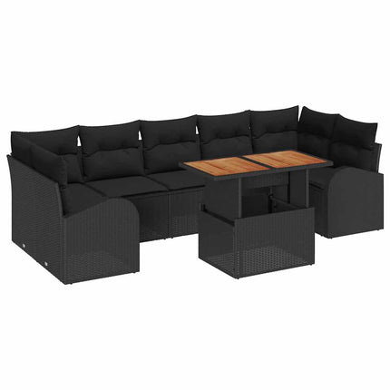 Trädgårdsoffset 8 st Svart Poly rattan