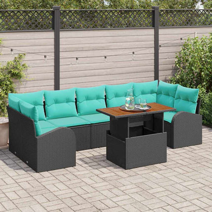 Trädgårdsoffset med lagring 8 pcs Svart Poly rattan