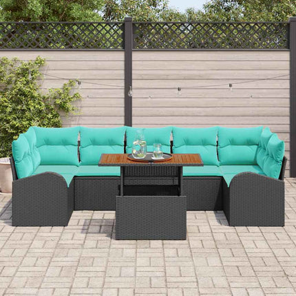 Trädgårdsoffset med lagring 8 pcs Svart Poly rattan