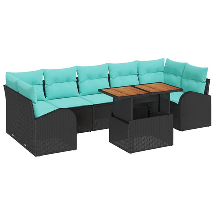 Trädgårdsoffset med lagring 8 pcs Svart Poly rattan