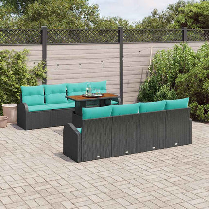 Trädgårdsoffset med lagring 9 pcs Svart Poly rattan