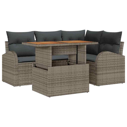 Trädgårdsoffset med lagring 5 pcs Grå Poly rattan