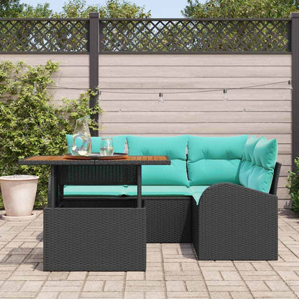 Trädgårdsoffset med lagring 5 pcs Svart Poly rattan