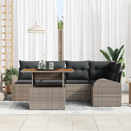 Trädgårdsoffset 6 st Grå Poly rattan