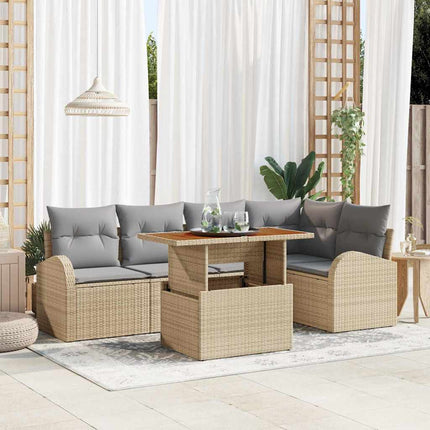 Trädgårdsoffset med lagring 6 pcs Beige Poly rattan