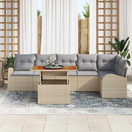 Trädgårdsoffset med lagring 7 pcs Beige Poly rattan