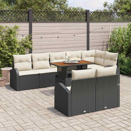 Trädgårdsoffset 9 st Svart Poly rattan