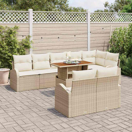 Trädgårdsoffset 9 st Beige Poly rattan