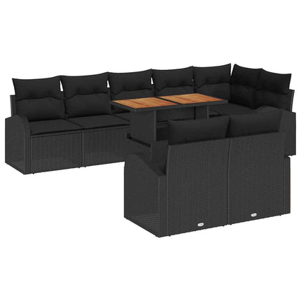 Trädgårdsoffset med lagring 9 pcs Svart Poly rattan