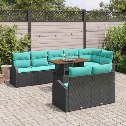 Trädgårdsoffset med lagring 9 pcs Svart Poly rattan