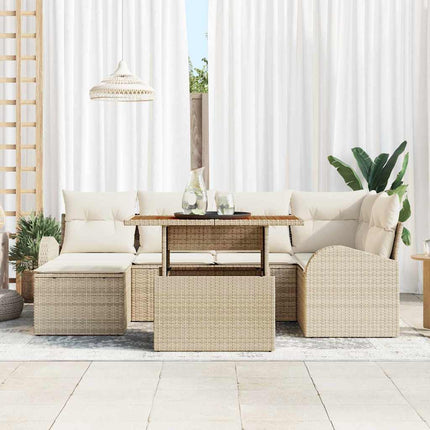 Trädgårdsoffset med lagring 7 pcs Beige Poly rattan